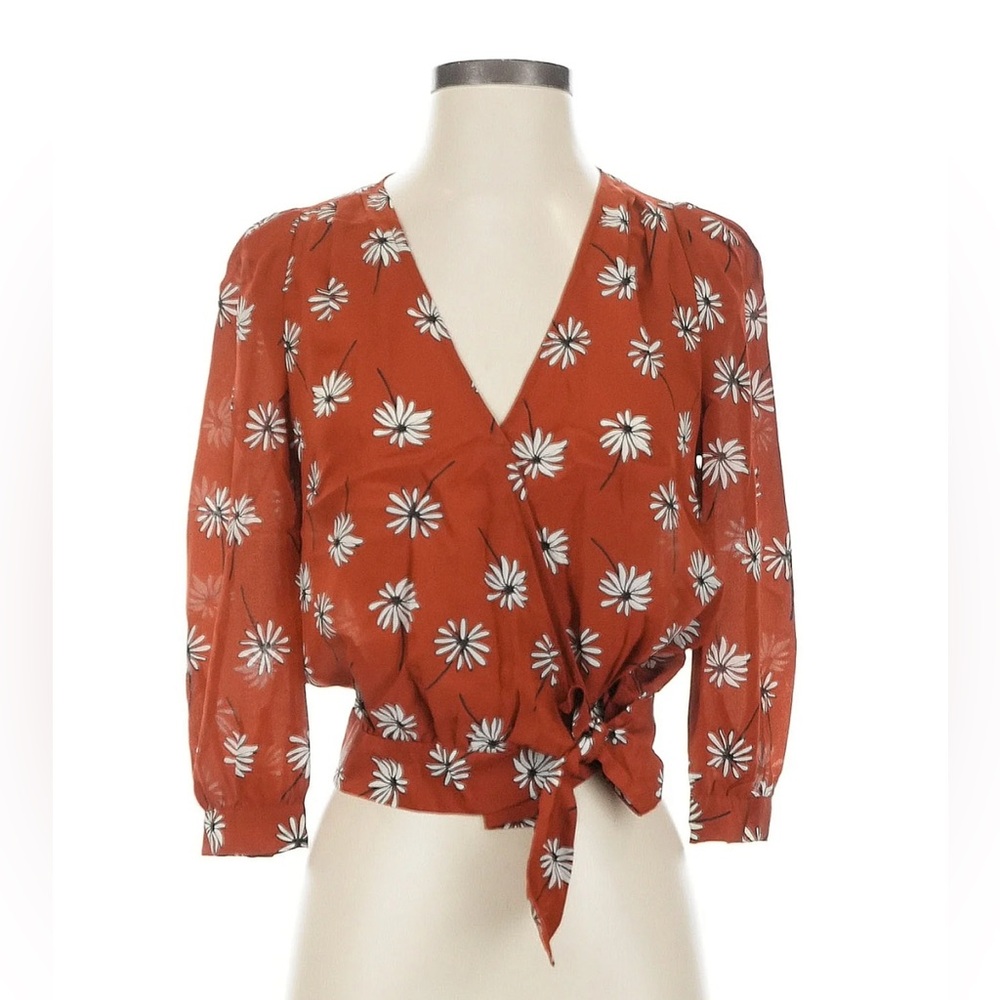 Madewell Floral Wrap Silk Top